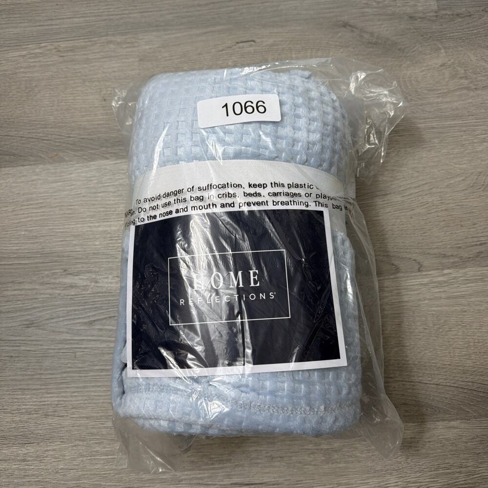 Home Reflections Gingham Velvetplush 60x70 Throw Sky Blue